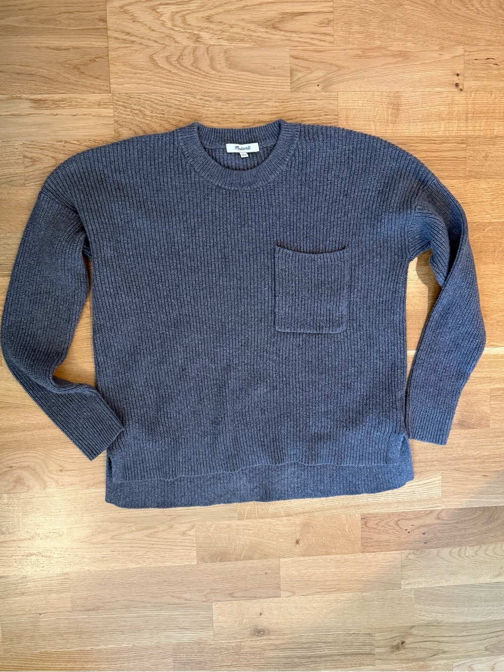 Madewell Ribbed Crewneck Pocket Sweater - Slate Gray